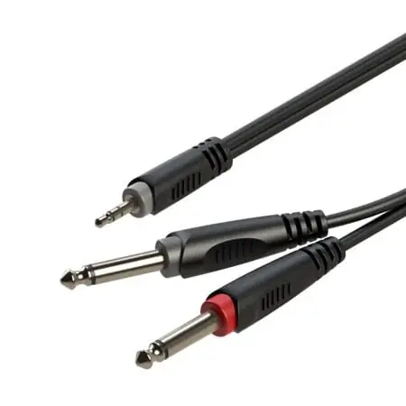 Nowość Roxtone RAYC130L1 kabel audio 1x jack 3,5mm / 2x jack 6,3mm 1m