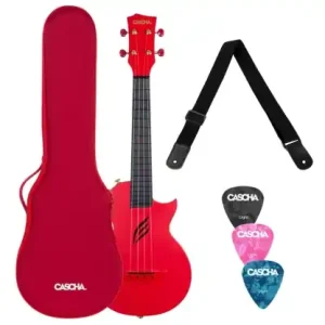 Szybka wysyłka Cascha HH 2280 Carbon Fibre Ukulele Koncertowe RED Set