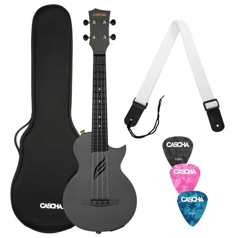 Najlepsza cena Cascha HH 2258E Carbon Fibre Set Black Ukulele Koncertowe z pickupem