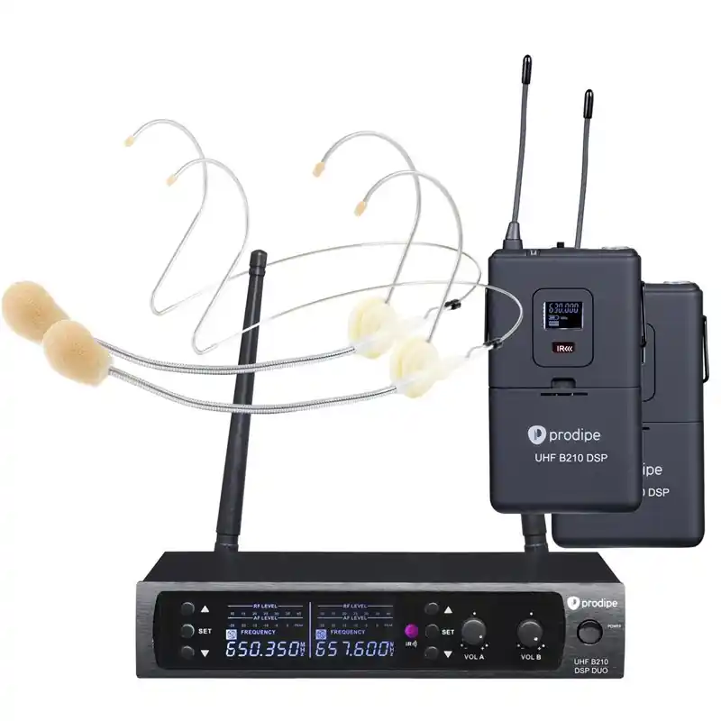 Prodipe Headset B210DUO DSP UHF F5 zestaw bezprzewodowy nagłowny Nowość