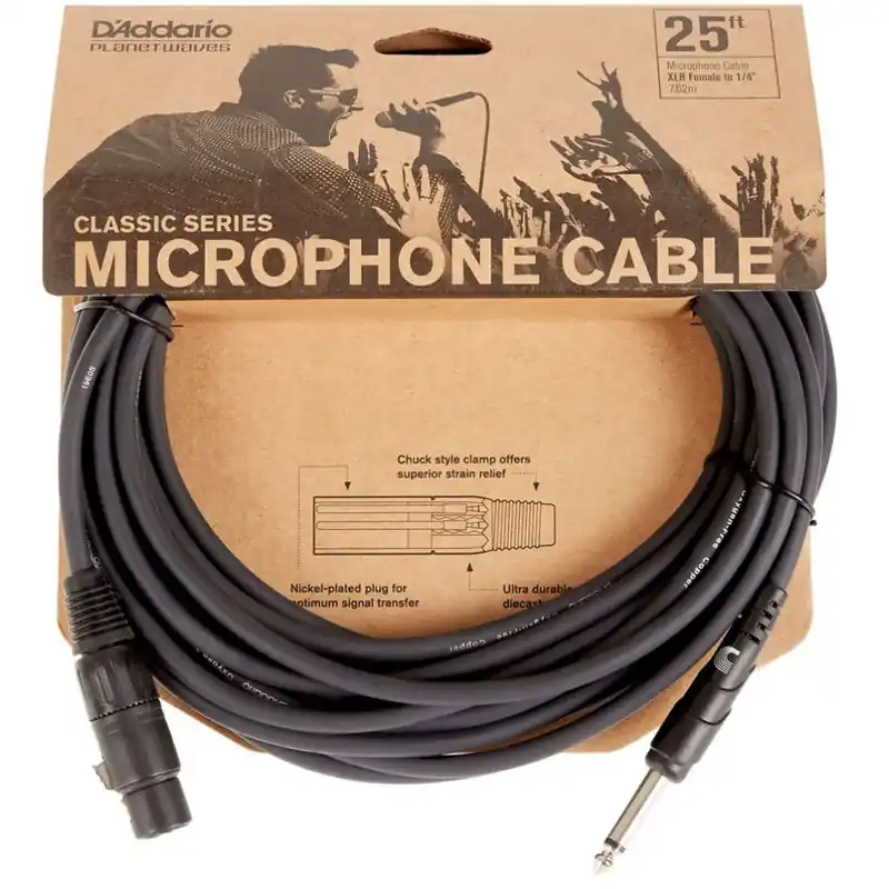 Wysoka jakość D‘Addario PW-CGMIC-25 Kabel mikrofonowy 7,62m XLR- XLR