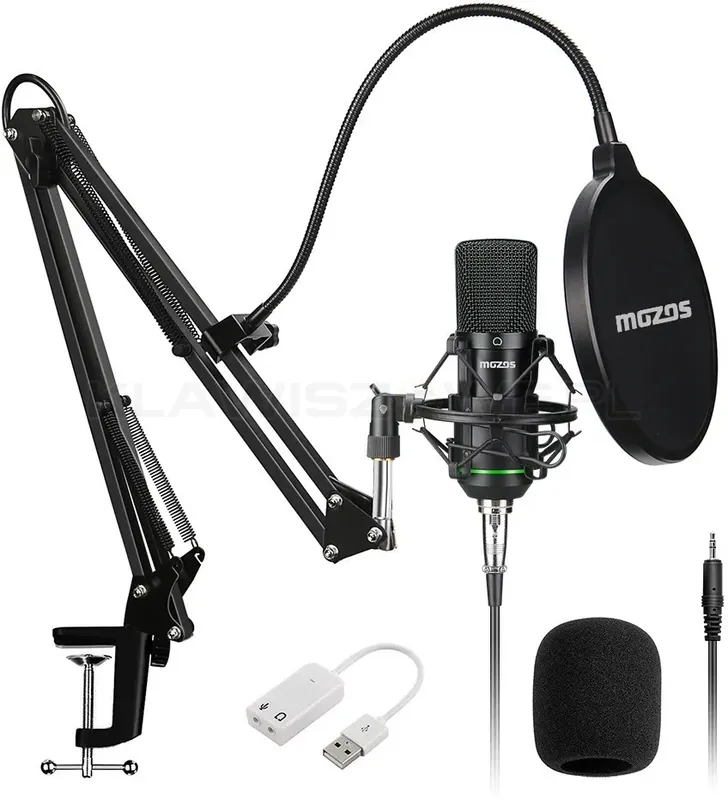 ZESTAW DO NAGRYWANIA MOZOS MKIT-800 PRO v2 XLR/USB (mikrofon kosz pop filtr statyw kable interfejs) Łatwy zwrot