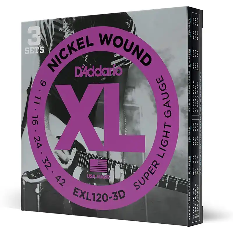 Tylko dziś D‘Addario EXL120-3D /9-42/ 3-Pack