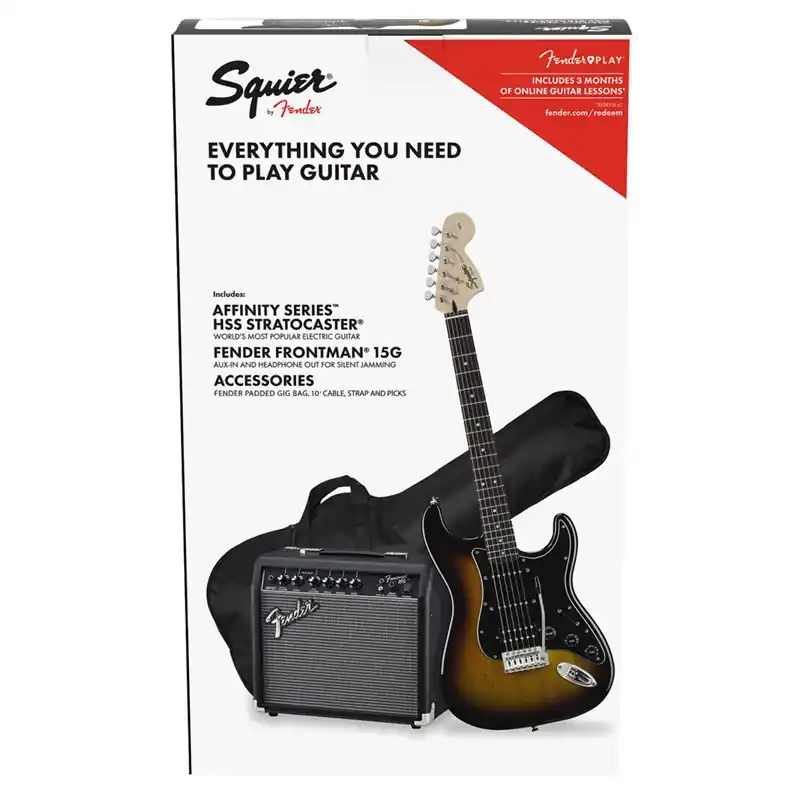 Łatwy zwrot Fender Squier Affinity Strat HSS LRL BSB Pack Zestaw