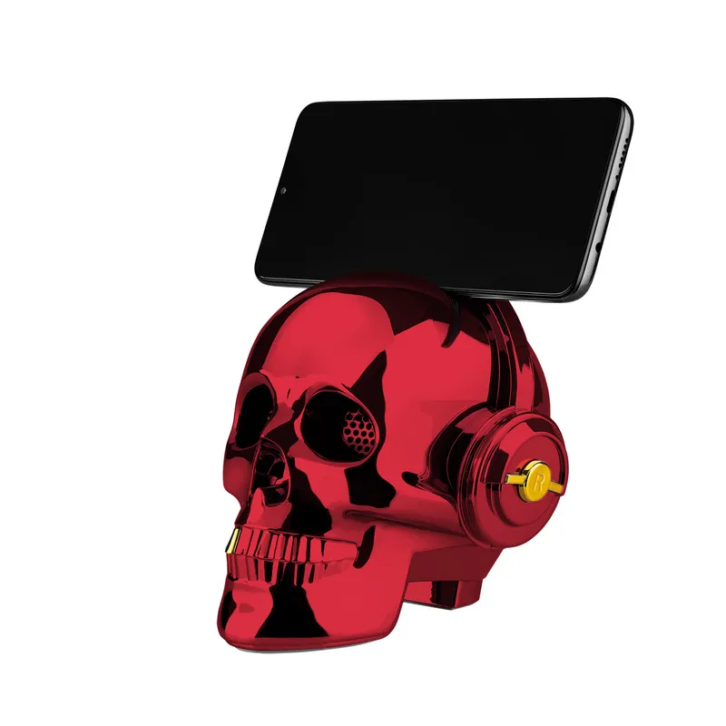 Premium głośnik bezprzewodowy bluetooth - SKULL, red