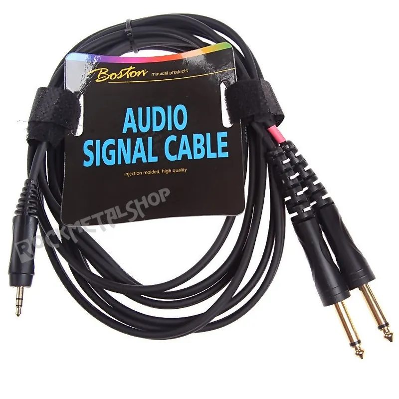 Kup online przewód audio BOSTON 2 x jack duży (6.3mm) - jack mały stereo (3.5mm) / 0,75m