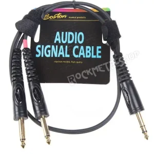 Dostępne od ręki przewód audio BOSTON 2 x DUŻY JACK MONO (6.3mm) - 1 x JACK STEREO (6,3mm) / 0,30m