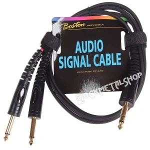 Darmowy zwrot przewód audio BOSTON 2 x DUŻY JACK MONO (6.3mm) - 1 x JACK STEREO (6,3mm) / 1,5m