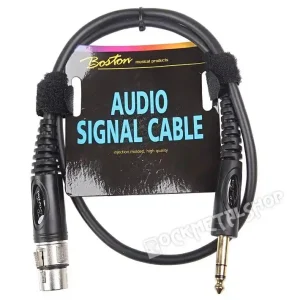 Nowy przewód audio BOSTON XLR żeński - DUŻY JACK STEREO (6.3mm) / 0,75m